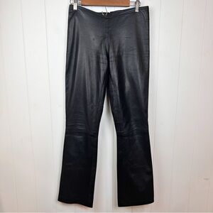 Vintage Leather Pants Women's Medium Black Mid-rise Boot Leg Back Zip